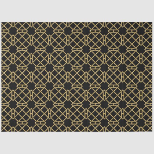 Papier Mousseline Black Gold Art déco Chinois Chippendale Découpage (Recto)