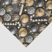 Papier Mousseline Black Gold Christmas Pattern#12 ID1009 (Détail)