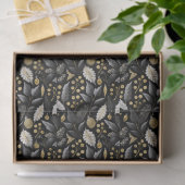 Papier Mousseline Black Gold Christmas Pattern#18 ID1009 (Cadeau)