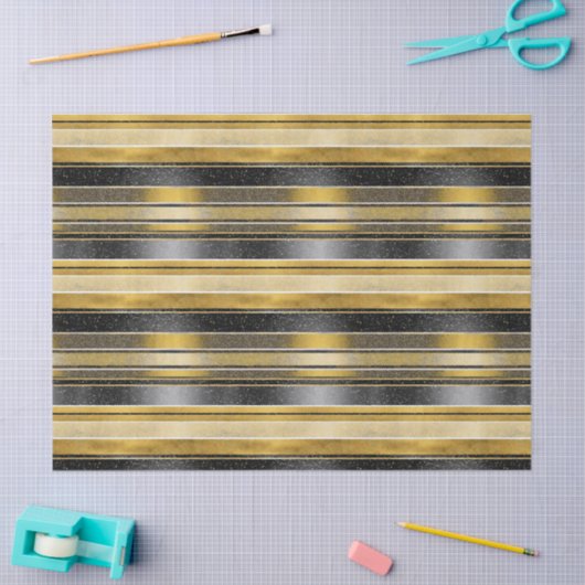 Papier Mousseline Black Gold Christmas Pattern#27 ID1009 (Artisanat)