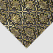 Papier Mousseline Black Gold Christmas Pattern#30 ID1009 (Détail)