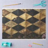 Papier Mousseline Black & Gold Diamond Checkers Pattern  (Artisanat)