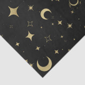 Papier Mousseline Black & Gold Moderne Lune Céleste Étoiles Mariage (Détail)