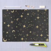 Papier Mousseline Black & Gold Moderne Lune Céleste Étoiles Mariage (Artisanat)