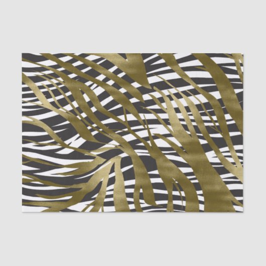 Papier Mousseline Black & Gold Zebra Print Safari Chic Glamor (Recto)