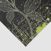 Papier Mousseline Black & Green Hand-Drawn Floral Script Decoupage  (Détail)