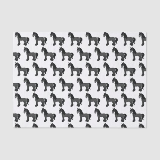 Papier Mousseline Black Gypsy Vanner Clydesdale Shire Horse Motif (Recto)