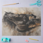 Papier Mousseline Black Horse Galloping (Artisanat)