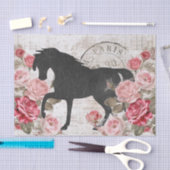 Papier Mousseline Black Horse Rose Script Collage Découpage (Artisanat)