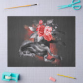 Papier Mousseline Black Horse Rose Whimsical Fairy Tale Aquarelle (Artisanat)