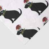 Papier Mousseline Black Lab Chien Noël Santa Hat Holly Moderne (Détail)
