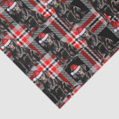 Papier Mousseline Black Lab Père Noël Dog sur Plaid Noël (Détail)