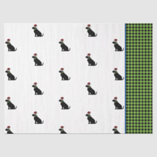 Papier Mousseline Black Lab Silhouette Noël Motif Vert chèque