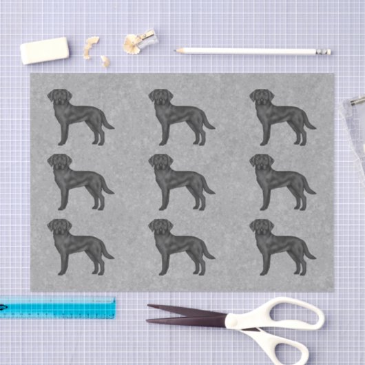 Papier Mousseline Black Labrador Retriever Dog Imprimer Motif Grey (Artisanat)