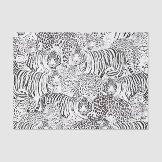 Papier Mousseline Black Leopard Tiger Animals Pattern (Recto)