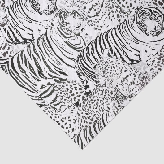 Papier Mousseline Black Leopard Tiger Animals Pattern (Détail)