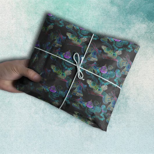 Papier Mousseline Black Light Neon brillant Noël bougie Motif