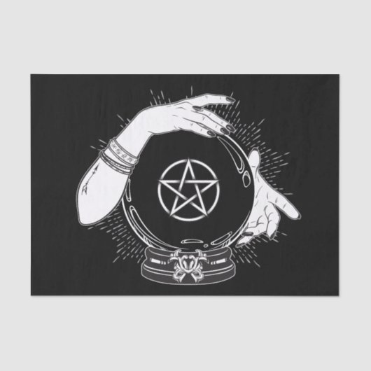 Papier Mousseline Black Mystic Fortune Teller Mystical Crystal Ball (Recto)