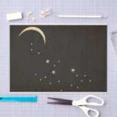 Papier Mousseline Black nuit ciel or croissant étoiles lune (Artisanat)