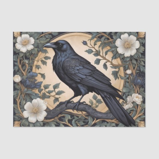 Papier Mousseline Black Raven William Morris inspiré (Recto)