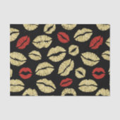 Papier Mousseline Black Red Gold Lips Birthday (Recto)