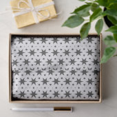 Papier Mousseline Black Stars on White Geometric Pattern (Cadeau)