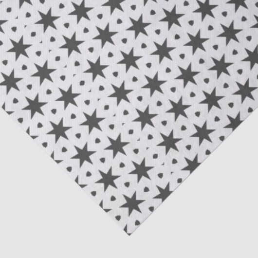 Papier Mousseline Black Stars on White Geometric Pattern (Détail)