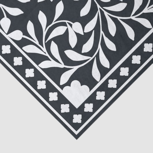 Papier Mousseline Black Traditional Bone Inlay Decoupage Paper (Détail)