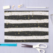 Papier Mousseline Black White Aquarelle rayures Gold Parties scintil (Artisanat)