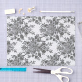 Papier Mousseline Black White Floral Antique collage victorien (Artisanat)