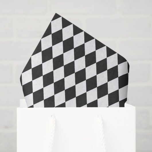 Papier Mousseline Black & White Harlequin Diamonds (Sac cadeau)