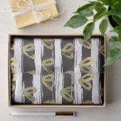 Papier Mousseline Black White Stripes Gold Hearts (Cadeau)