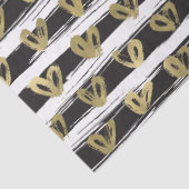 Papier Mousseline Black White Stripes Gold Hearts (Détail)