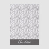 Papier Mousseline Black White Toile Floral Custom Name (Recto)