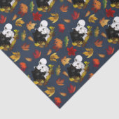 Papier Mousseline Black White Wolves Moonlight Autumn Leaves (Détail)