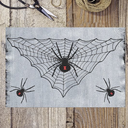 Papier Mousseline Black Widow Spider Web Halloween gothique