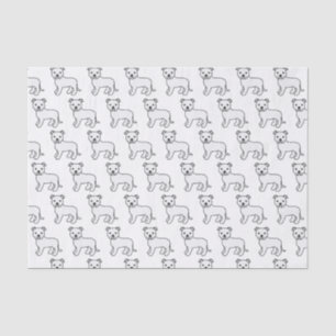 Papier Mousseline Blanc Anglais Staffie Cute Cartoon Chien Motif