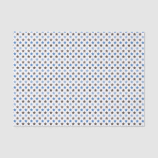 PAPIER MOUSSELINE BLANC AVEC DES TONS D'ÉTOILES BROWN ET BLEUES