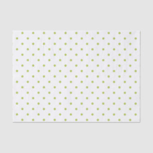 PAPIER MOUSSELINE BLANC AVEC POIS VERT EN LIMPIDE PALE