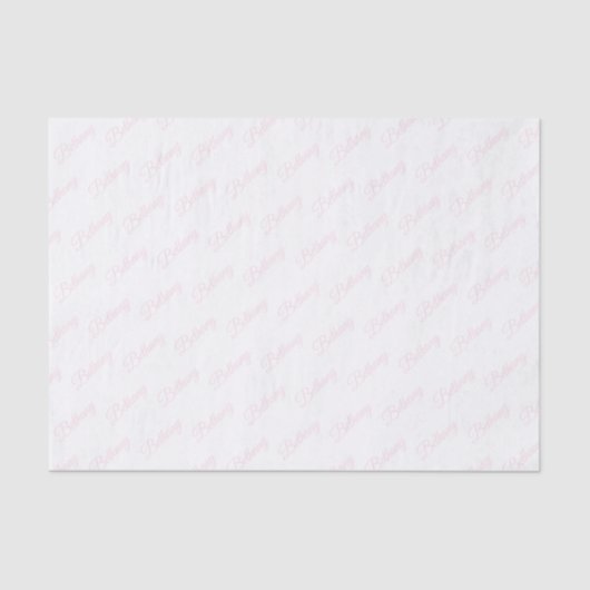 Papier Mousseline Blanc avec texte rose pastel. (Recto)