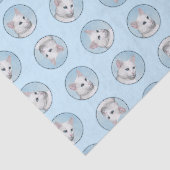 Papier Mousseline Blanc Chat Portrait Peinture Cute Art Original (Détail)