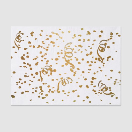 Papier Mousseline Blanc et confettis de parties scintillantes d'or (Recto)
