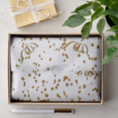 Papier Mousseline Blanc et confettis de parties scintillantes d'or (Cadeau)