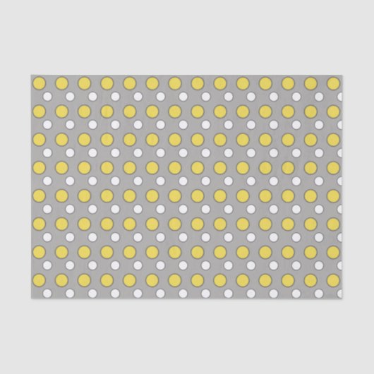 Papier Mousseline Blanc jaune et gris avec pois (Recto)
