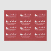 Papier Mousseline Blanc Père Noël Sleigh Et Joyeux Texte De Noël Sur (Recto)