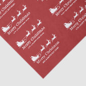 Papier Mousseline Blanc Père Noël Sleigh Et Joyeux Texte De Noël Sur (Détail)