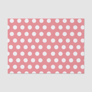 Papier Mousseline Blanc & Rose Grand Moyen Pois Fête