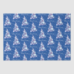 Papier Mousseline Blanc rose pâle et bleu sapin de Noël bleu
