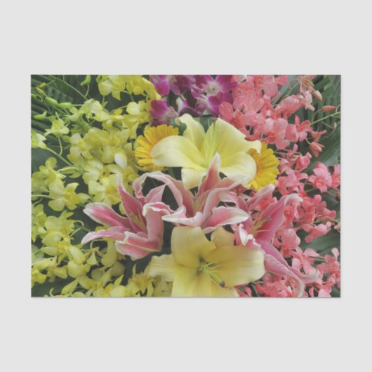 Papier Mousseline blanc + rose, vert + violet, fleur + fleurs, comme (Recto)