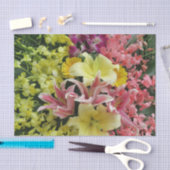 Papier Mousseline blanc + rose, vert + violet, fleur + fleurs, comme (Artisanat)